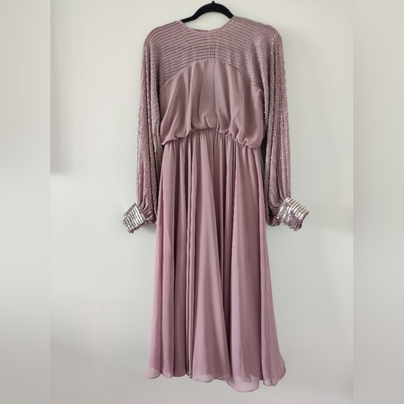 ASOS midi dress with bead embellishments in mauve - Picture 5 of 7